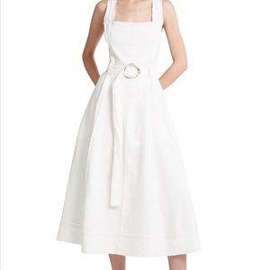 NWT Aje BYBLOS LINEN BELTED MIDI DRESS AUS 6